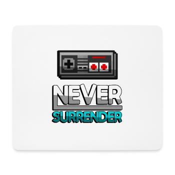 NEVER SURRENDER (Türkis) + NES Controller - Gaming - Mousepad (Querformat) - Weiß - Vorne