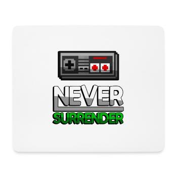 NEVER SURRENDER (Grün) + NES Controller - Gaming - Mousepad (Querformat) - Weiß - Vorne