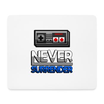 NEVER SURRENDER (Blau) + NES Controller - Gaming - Mousepad (Querformat) - Weiß - Vorne