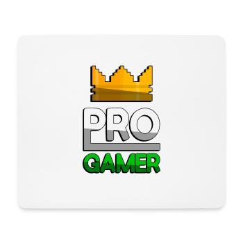 PRO GAMER (Grün) + King Crown - Gaming - Mousepad (Querformat) - Weiß - Vorne