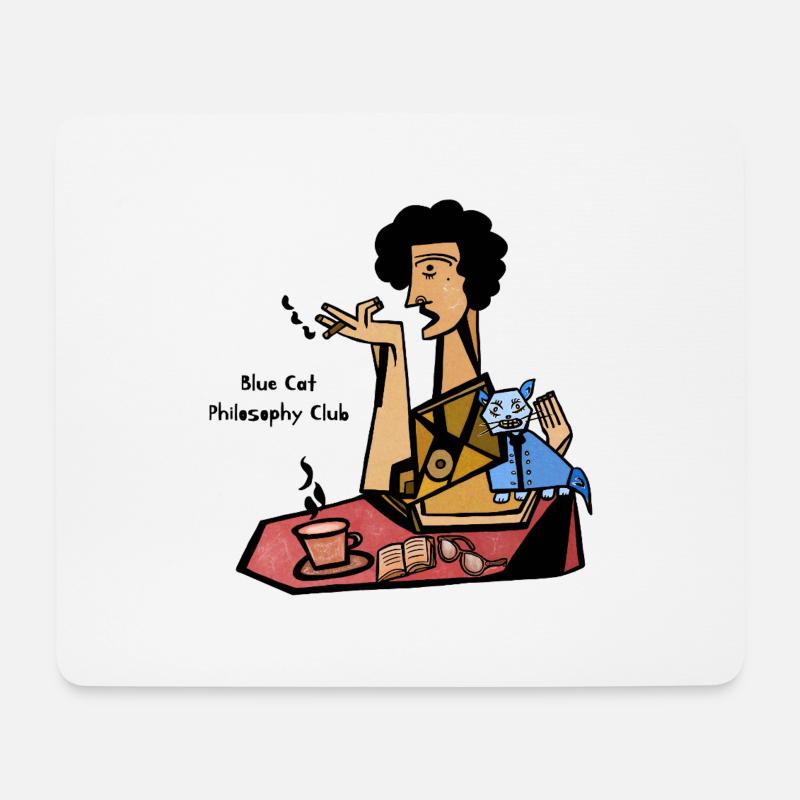 Philosophieclub Blaue Katze - Mousepad (Querformat) - Weiß