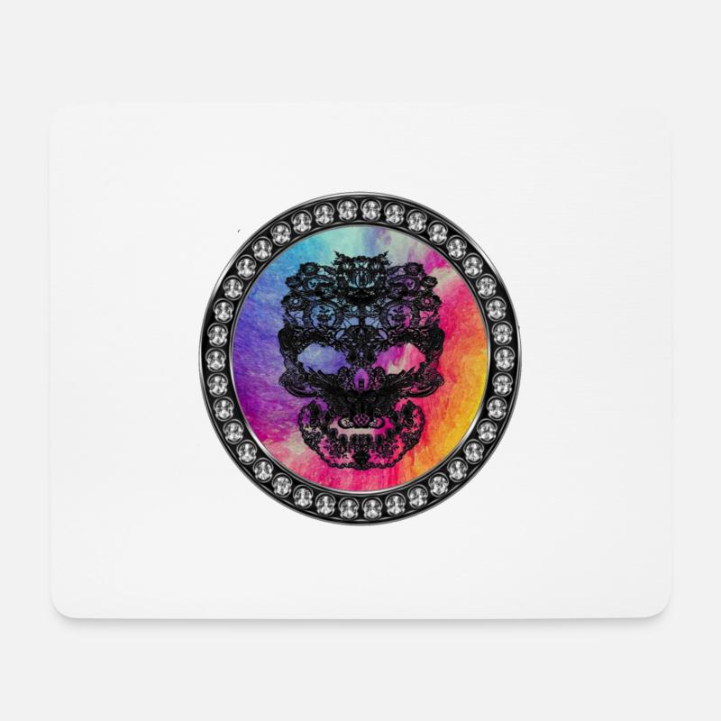 Glitzer Totenkopf - Mousepad (Querformat) - Weiß
