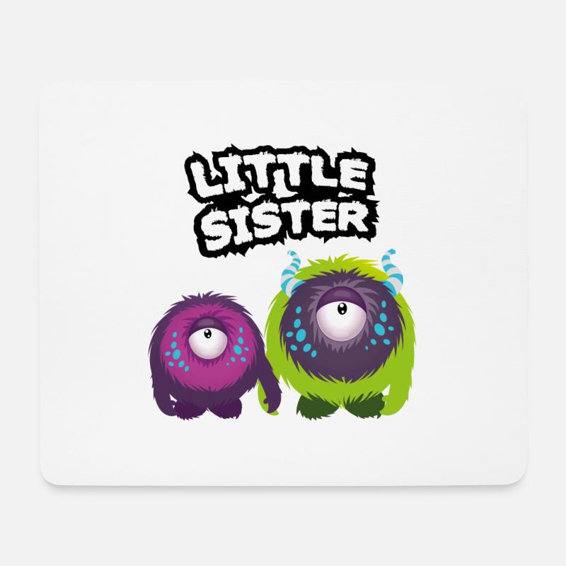 Little Sister Monster - Mousepad (Querformat) - Weiß