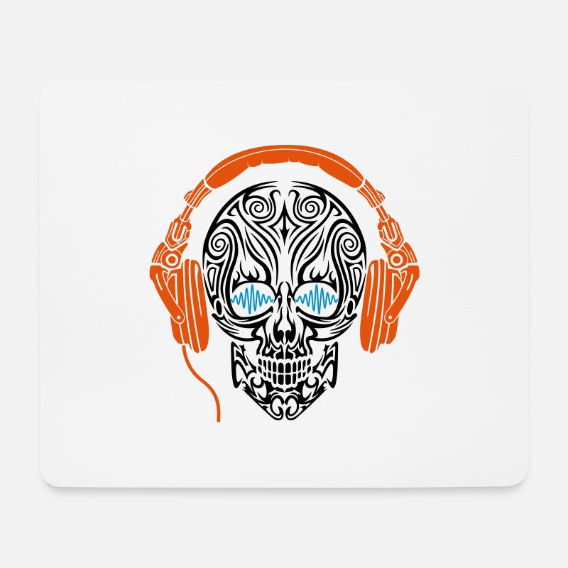 Schädel-Kopfhörer - Mousepad (Querformat) - Weiß