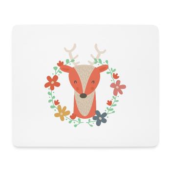 Zuckersüßer Hirsch mit Blumenranke - Mousepad (Querformat) - Weiß - Vorne