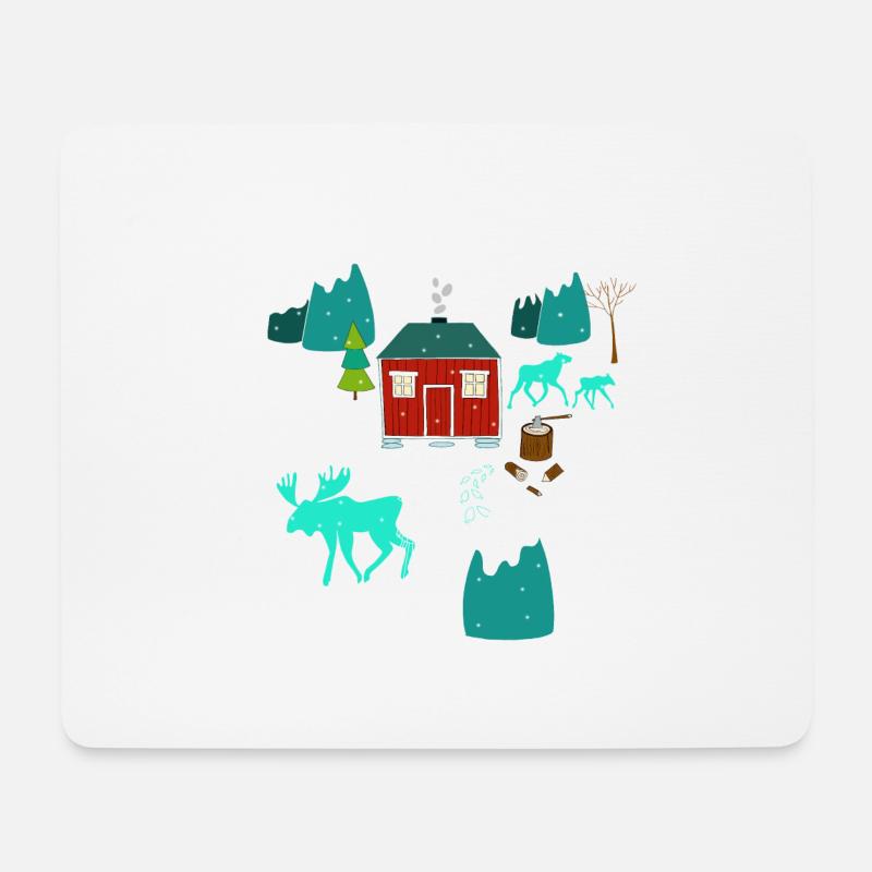Weihnachten Elch I Geschenk Winterstimmung - Mousepad (Querformat) - Weiß