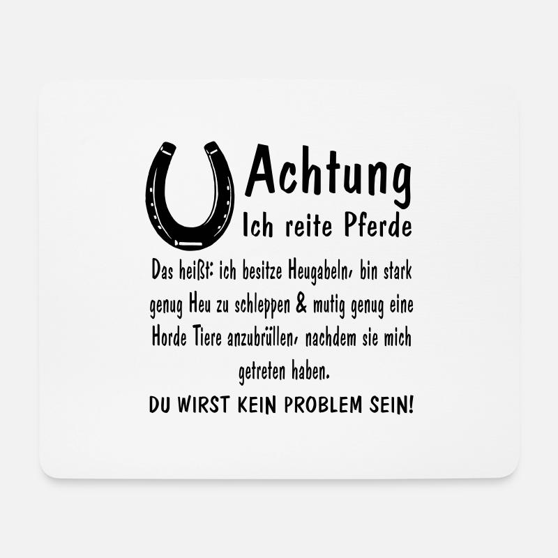 Achtung ich reite Pferde Heugabeln stark mutig - Mousepad (Querformat) - Weiß