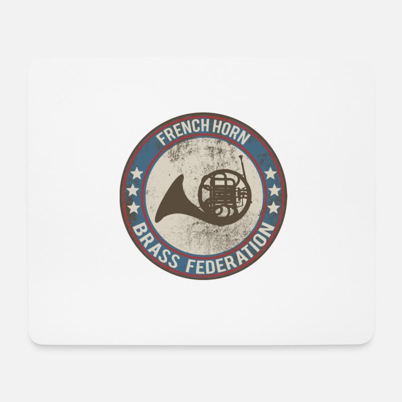 horn waldhorn instrument - Mousepad (Querformat) - Weiß