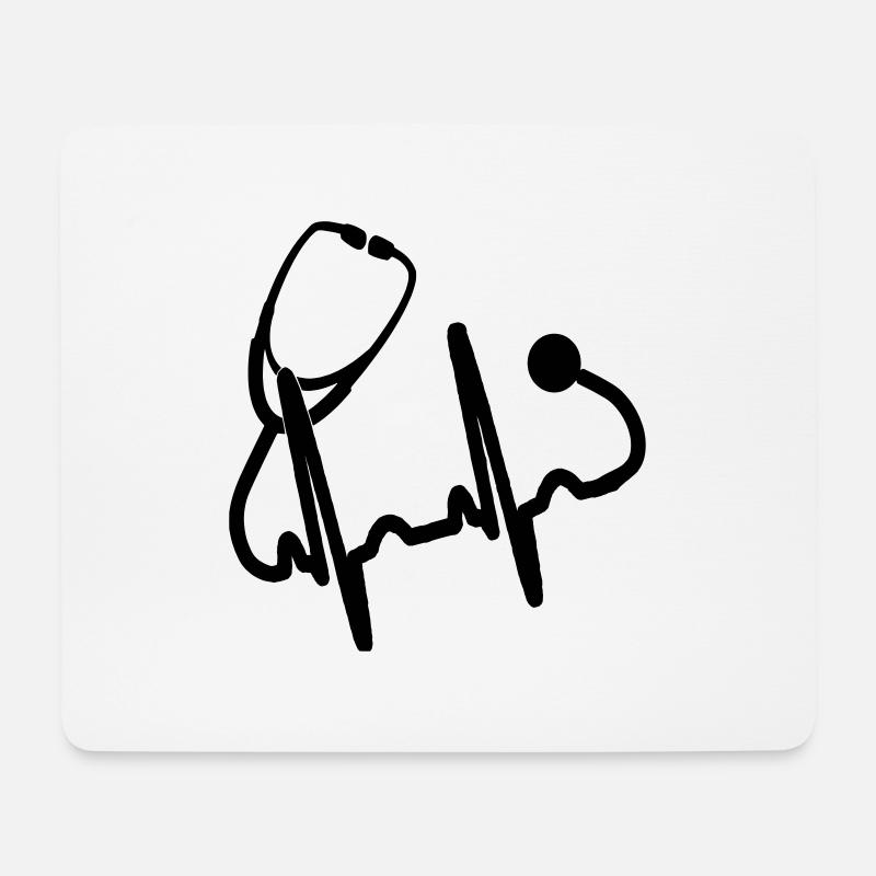 Stethoskop, EKG - Mousepad (Querformat) - Weiß