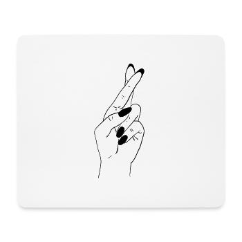 Croisons des doigts – Symbole porte-bonheur, noir et blanc - Tapis de souris (format paysage) - blanc - Devant