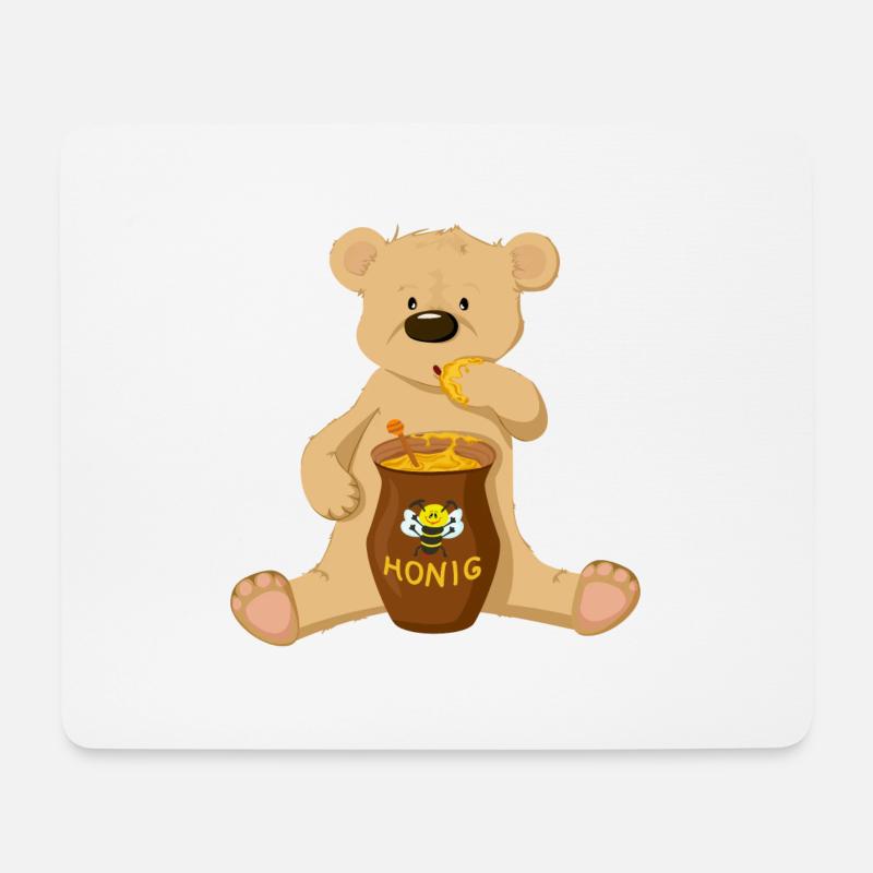 Bär mit Honig - Mousepad (Querformat) - Weiß