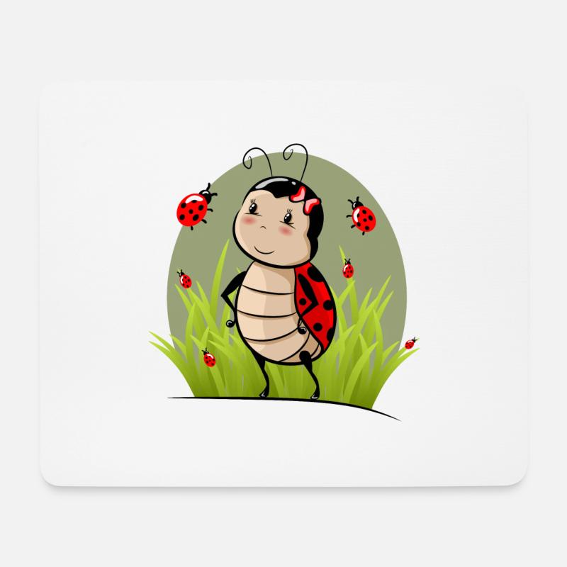 Marienkäfer im Gras - Mousepad (Querformat) - Weiß