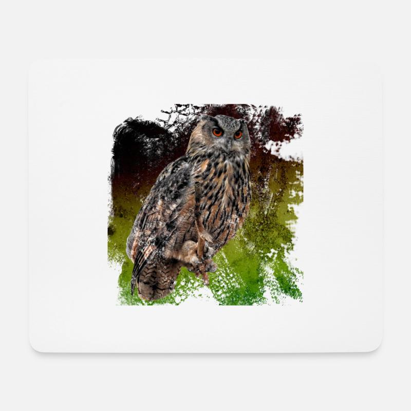 Der Uhu ist die größte heimische Eulen Art. - Mousepad (Querformat) - Weiß