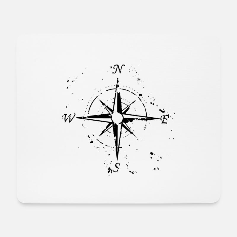 Windrose mit den Himmelsrichtungen - Mousepad (Querformat) - Weiß