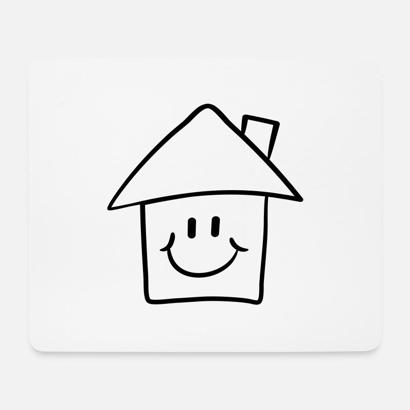 Lustiges Comic Smiley Haus - Mousepad (Querformat) - Weiß