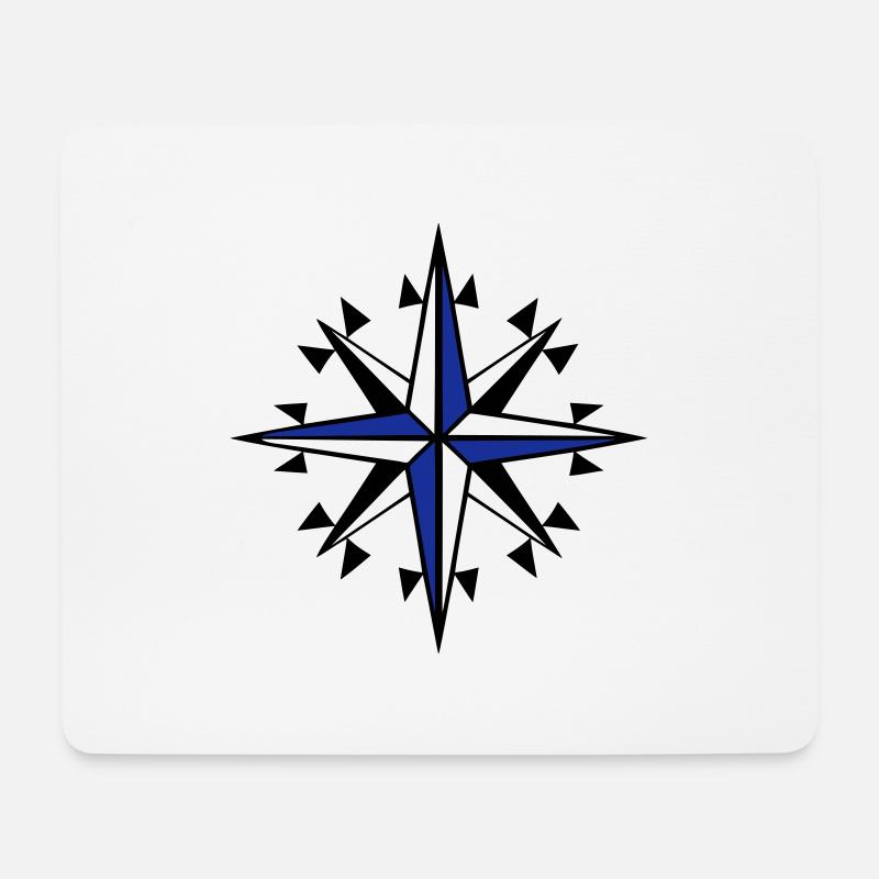 Kompass, Kompass, Windrose Segel - Mousepad (Querformat) - Weiß