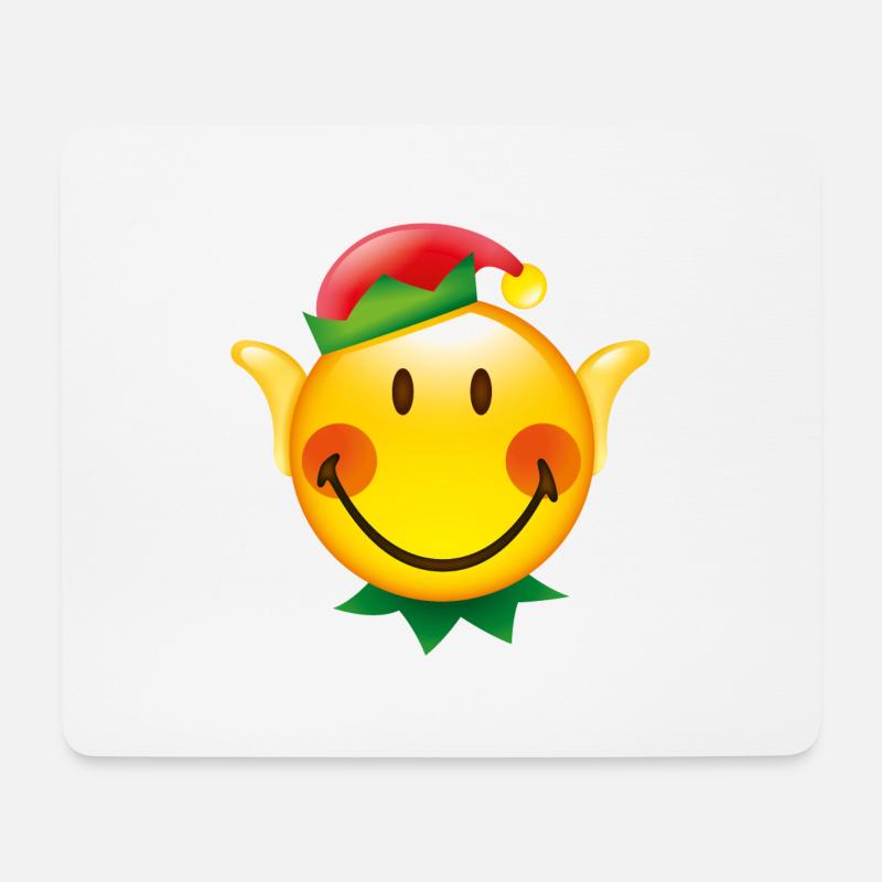 Smiley Glossy Christmas Elf - Mouse Pad (horizontal) - white
