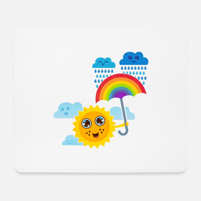 Sonne & Regenbogen-Schirm - Mousepad (Querformat) - Weiß