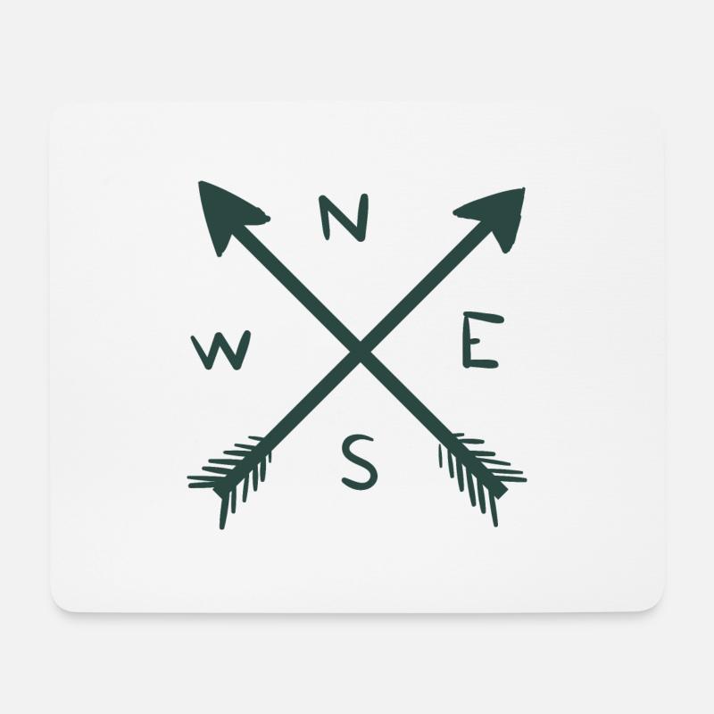 Kompass Pfeil Nord Ost Süd West - Mousepad (Querformat) - Weiß