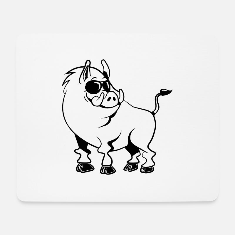 wildschwein cool süss witzig sonnenbrille - Mousepad (Querformat) - Weiß