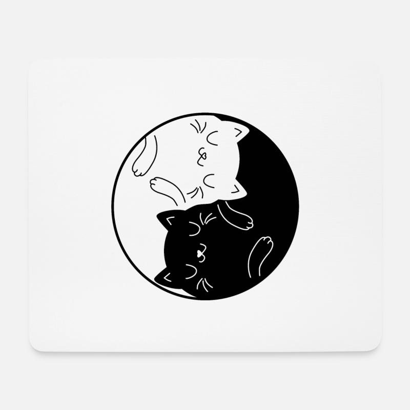Yin & Yang Katze Zen Yoga Katzen Mama Cat Mom - Mousepad (Querformat) - Weiß