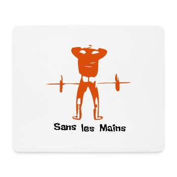 sans les mains musculation barre humour - Tapis de souris (format paysage) - blanc - Devant
