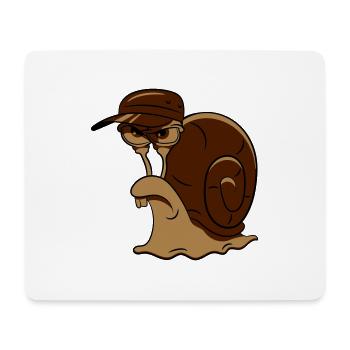 Escargot drôle mal - Tapis de souris (format paysage) - blanc - Devant