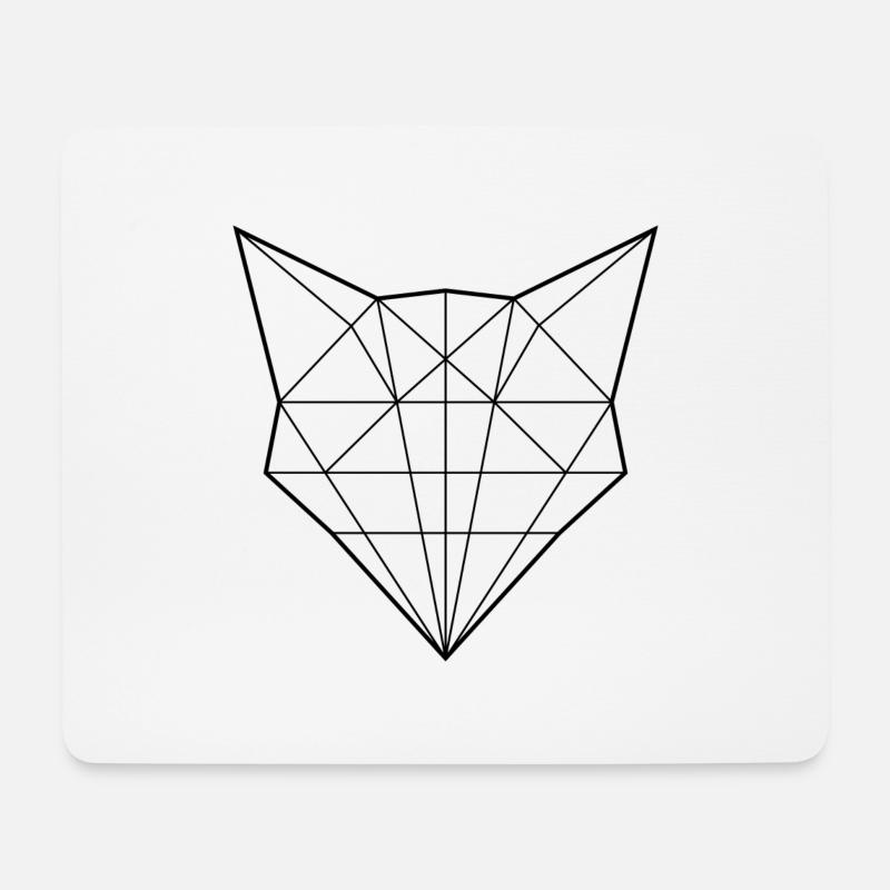 Fuchs in Linien (Outline) - Mousepad (Querformat) - Weiß