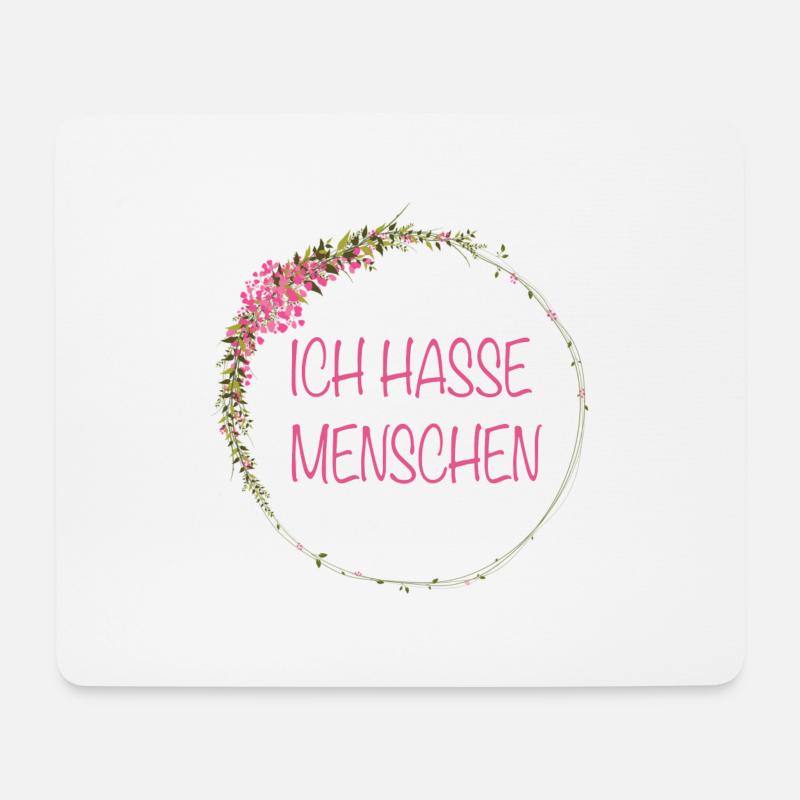 Ich Hasse Menschen Floral Geschenk - Mousepad (Querformat) - Weiß