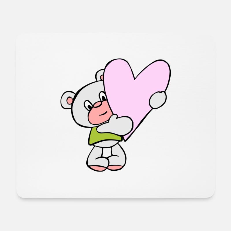 Bear with heart - Mouse Pad (horizontal) - white