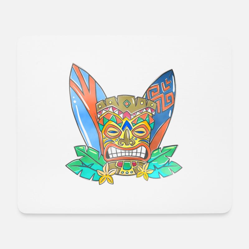 TIKI Ancestor God Figure Surf Boards 1 - Mousepad (Querformat) - Weiß