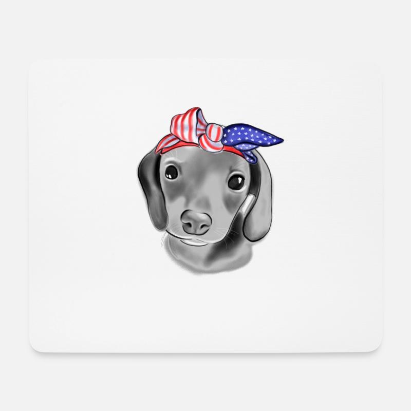 Hund mit USA Flagge Verband - Mousepad (Querformat) - Weiß