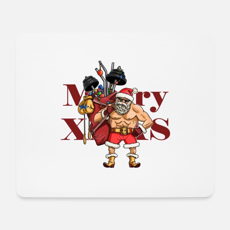 Lustiger Weihnachtsmann Bodybuilder. - Mousepad (Querformat) - Weiß