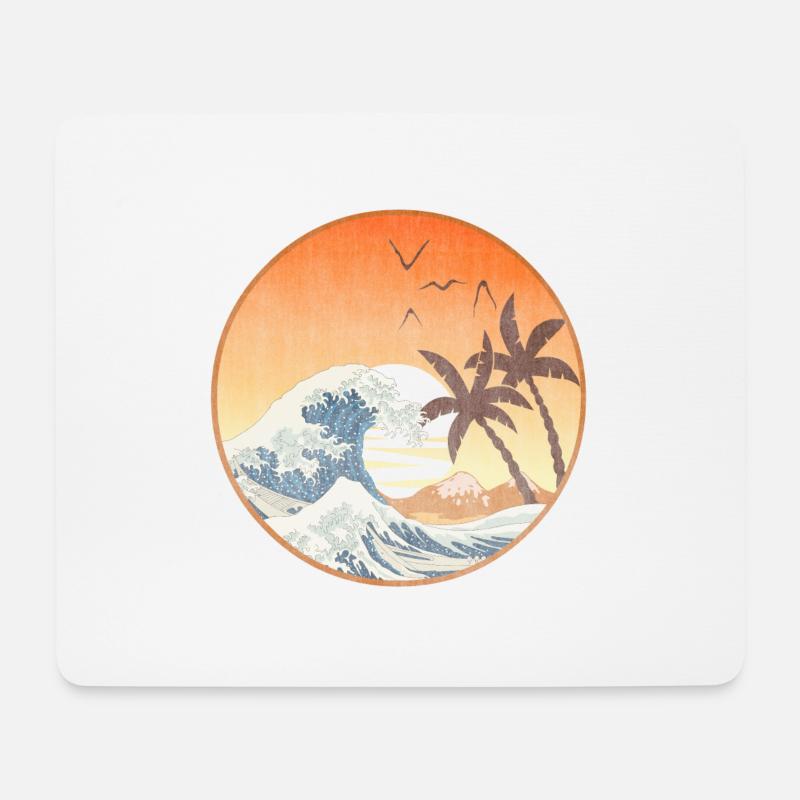Die Große Welle vor Kanagawa - Mousepad (Querformat) - Weiß