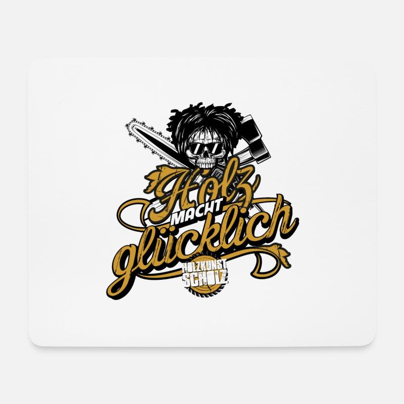 Holz macht glücklich - Mousepad (Querformat) - Weiß
