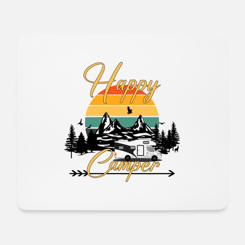 Happy Camper Wohnmobil Berge Sunset - Mousepad (Querformat) - Weiß