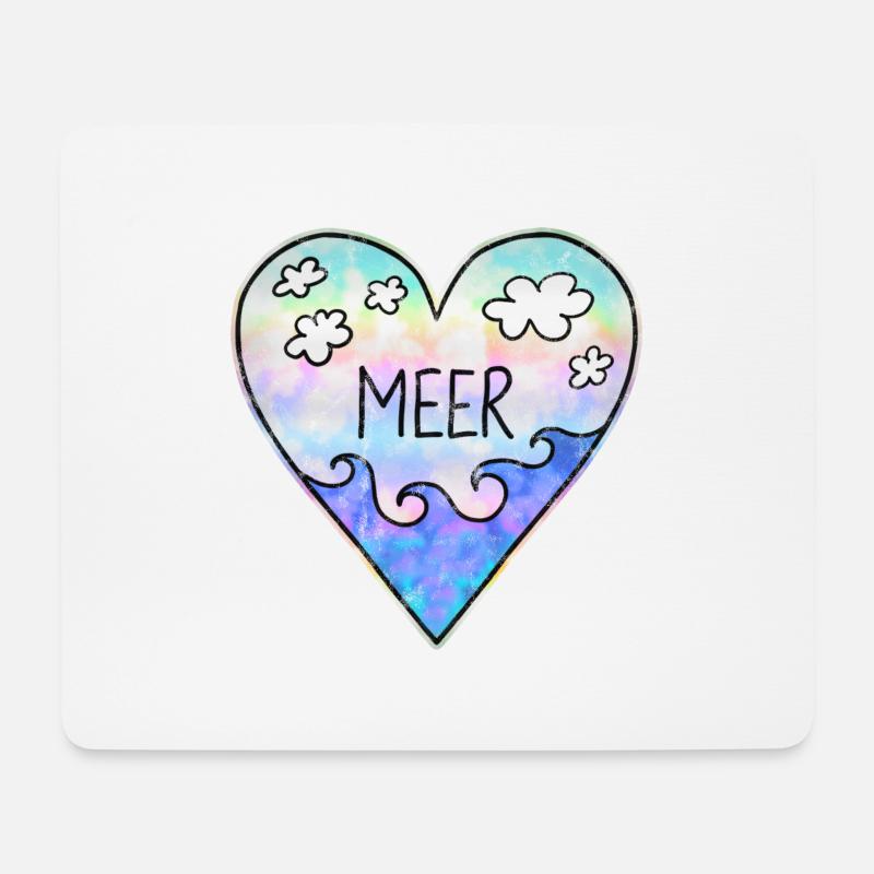 Ich Liebe das Meer, Herz, Wellen, Sommer, Surfen - Mousepad (Querformat) - Weiß