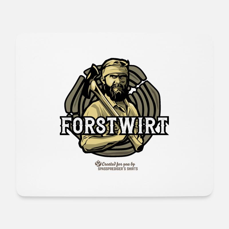 Forstwirt mit Axt, Bart und Bandana - Mousepad (Querformat) - Weiß