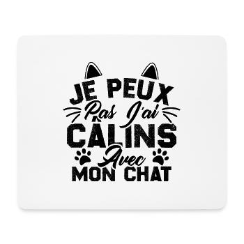 je peux pas j'ai câlins avec mon chat - Tapis de souris (format paysage) - blanc - Devant