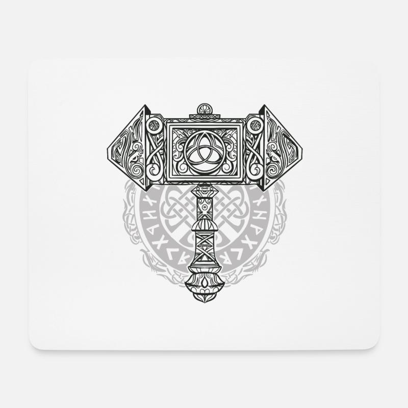 Wikinger Symbol Nordisch Thor Raben Hammer Mjölnir - Mousepad (Querformat) - Weiß