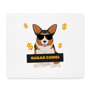 Sugar Corgi - Funny Dog and Money Print Design - Mouse Pad (horizontal) - white - Front