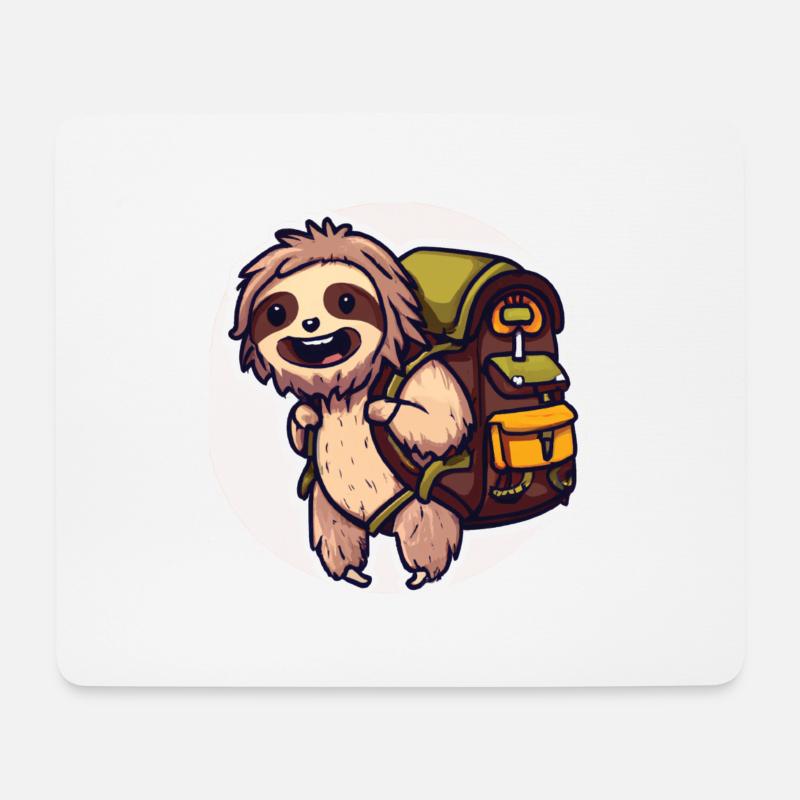 Hiking Sloth - Mousepad (Querformat) - Weiß