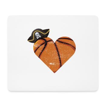 Basketball Herz Pirat Geschenk - Mousepad (Querformat) - Weiß - Vorne