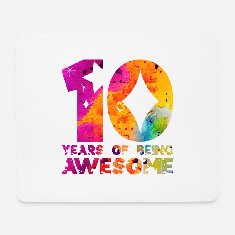 10 YEARS OF BEING AWESOME EINHORN 10. GEBURTSTAG - Mousepad (Querformat) - Weiß