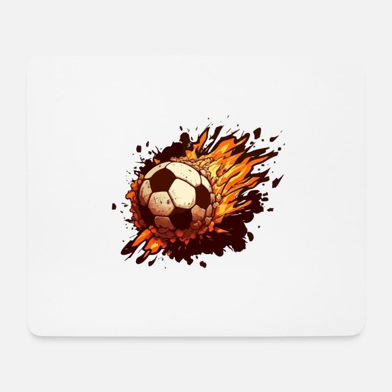 Fußball in Flammen - Mousepad (Querformat) - Weiß