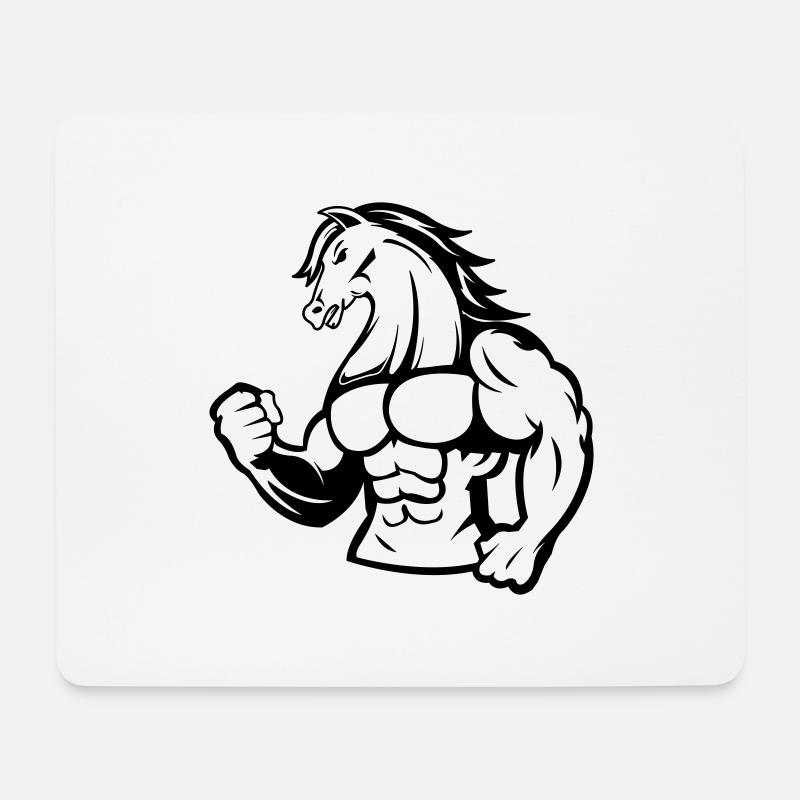 Starkes Pferd - Mousepad (Querformat) - Weiß