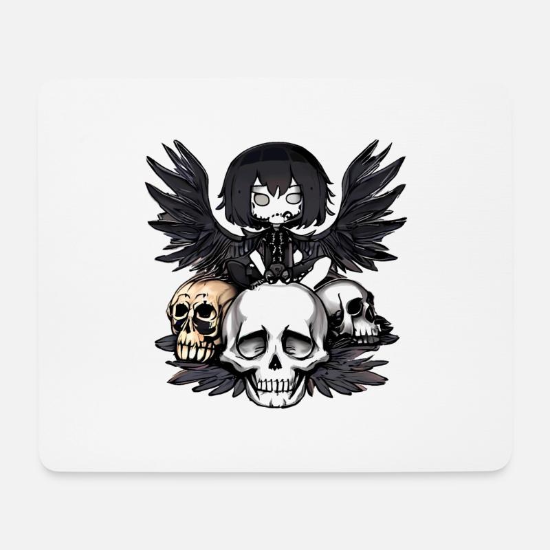 Rabe sitzt auf einem Schädel - Mousepad (Querformat) - Weiß