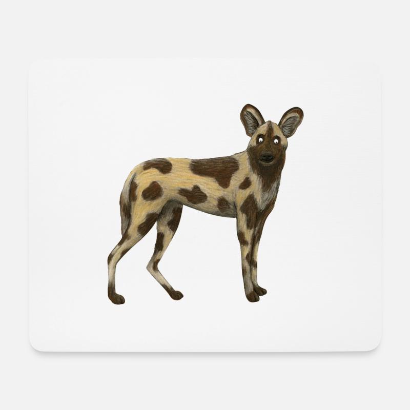 Wildhund - Mousepad (Querformat) - Weiß