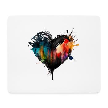Herz Farbtropfen Bunt - Mousepad (Querformat) - Weiß - Vorne