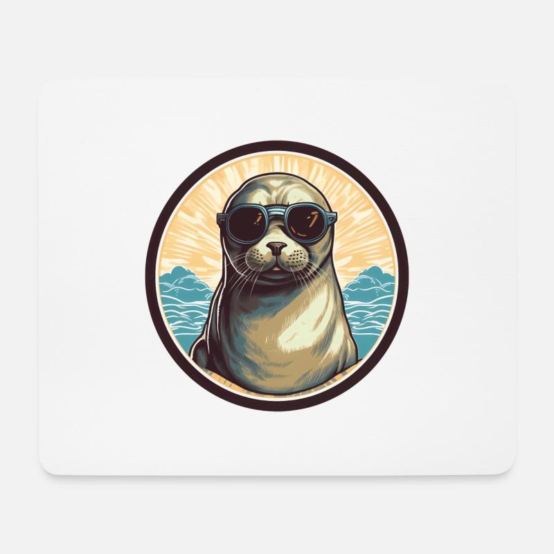 Süße Robbe - Mousepad (Querformat) - Weiß